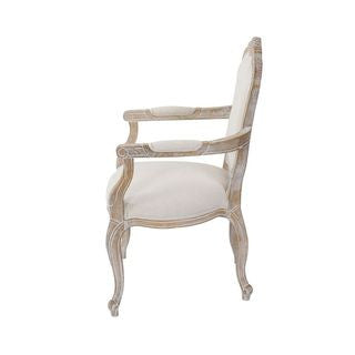BICHIR (SET OF 2) ARM CHAIR -  FABRIC BEIGE / WHITE WASHED