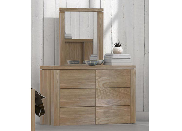 GEORGIA 6 DRAWER DRESSING TABLE WITH MIRROR - SAND DUNE