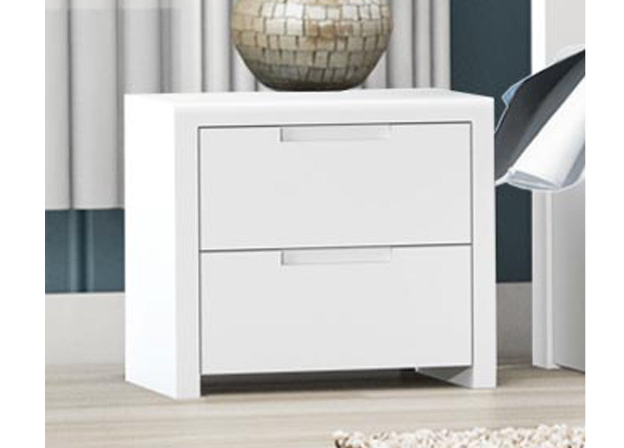 Lunar 2 Drawer Bedside Table - White