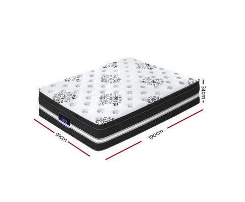 SINGLE QUARTZ EURO TOP COOL GEL POCKET SPRING MATTRESS - MEDIUM FIRM