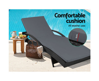 DEWEY OUTDOOR SUN LOUNGE - BLACK