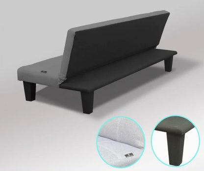 OAKLEY 2 SEATER MODULAR LINEN FABRIC SOFA  BED COUCH - DARK GREY