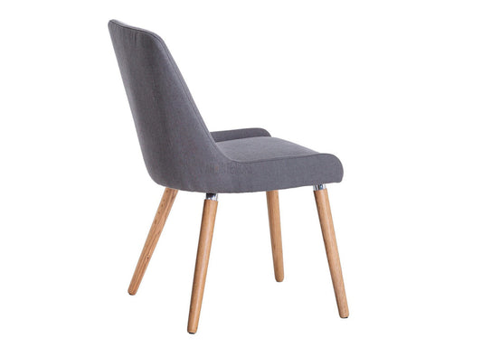SPARINGO RETRO STYLE FABRIC UPHOLSTERED DINING CHAIR  (NTP-CH11-GR) - GREY/ NATURAL