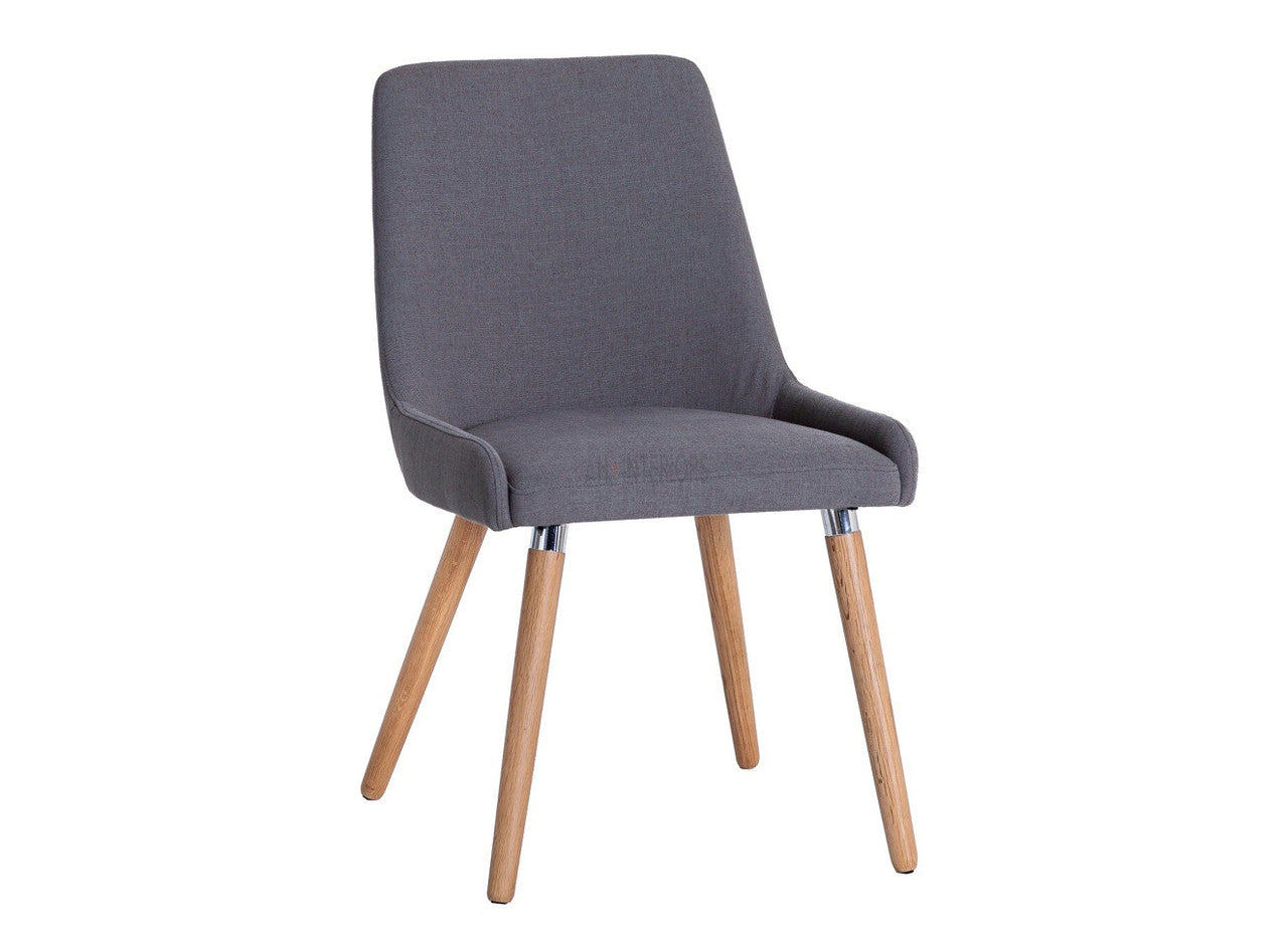 SPARINGO RETRO STYLE FABRIC UPHOLSTERED DINING CHAIR  (NTP-CH11-GR) - GREY/ NATURAL