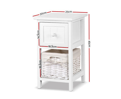 2 PCS JOSEPHINE 1 DRAWER BEDSIDE TABLE - WHITE