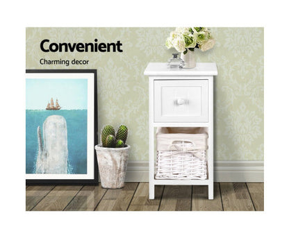 2 PCS JOSEPHINE 1 DRAWER BEDSIDE TABLE - WHITE