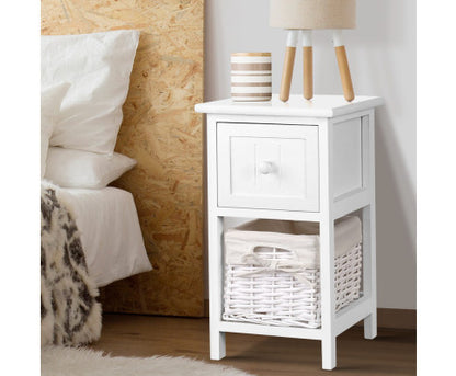 2 PCS JOSEPHINE 1 DRAWER BEDSIDE TABLE - WHITE