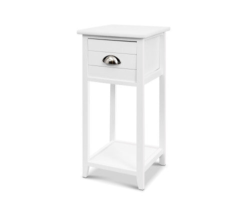 Vanity 1 Drawer Bedside Table - White