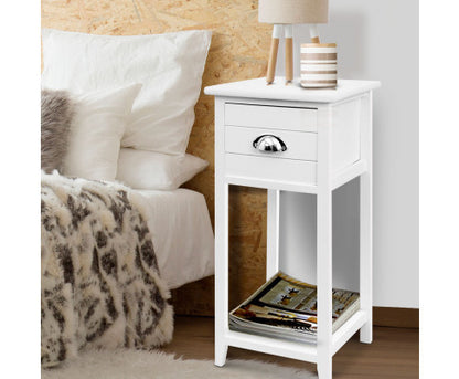 VANITY 1 DRAWER BEDSIDE TABLE - WHITE