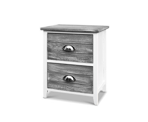 Cullman 2 Drawer Bedside Table - Grey