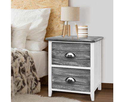CULLMAN 2 DRAWER BEDSIDE TABLE - GREY