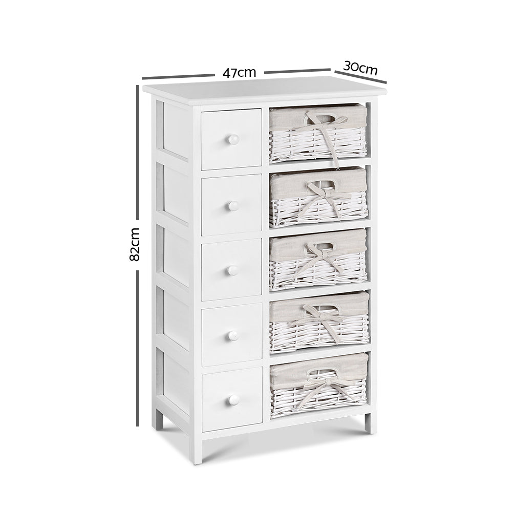 Solana 5 Drawer/ 5 Basket Storage Cabinet - As Pictured