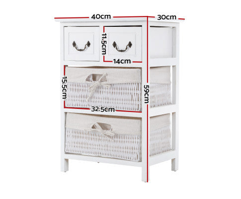 SOLANA 2 DRAWER/ 2 BASKET STORAGE CABINET - AS PICTURED