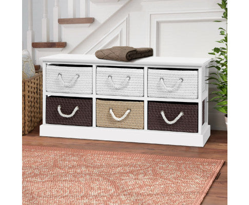 Solana Shoe Storage Bench With 6 Drawers - As Pictured