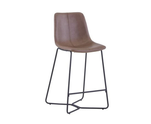 STAN LEATHERETTE BAR CHAIR - BROWN