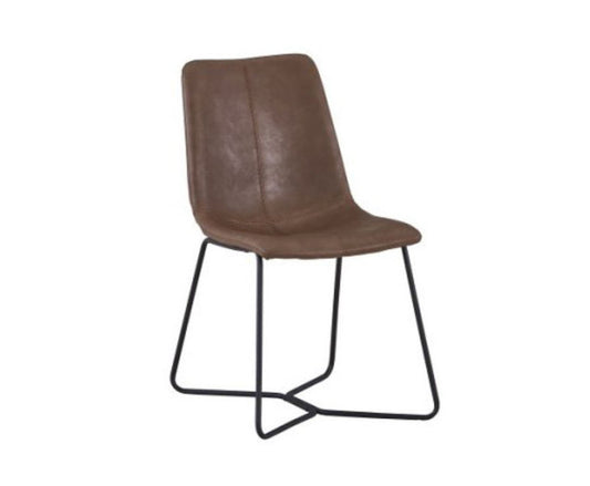 STAN LEATHERETTE DINING CHAIR - BROWN