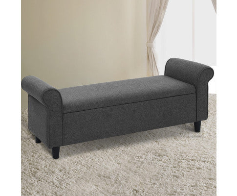 FARAMOND FABRIC BLANKET BOX OTTOMAN STORAGE - GREY