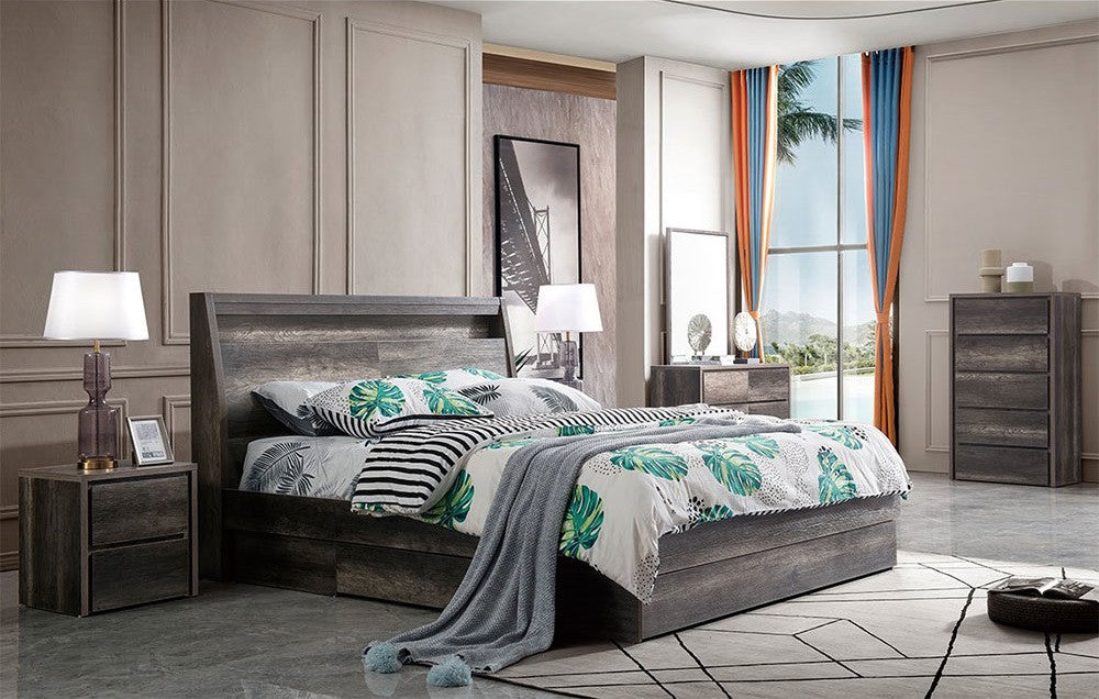 Keswick Single Or King Single 4 Piece + Trundle (STUDENT) Bedroom Suite - Charcoal Oak