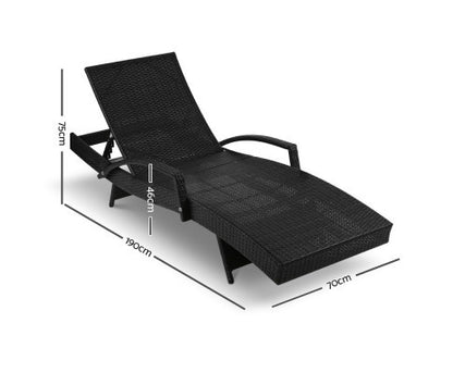 DEWEY OUTDOOR SUN LOUNGE - BLACK