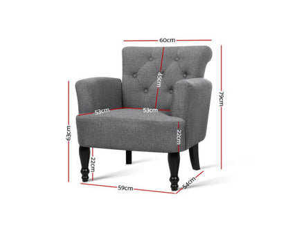 OPHELIA FABRIC LOUNGE ARMCHAIR - GREY