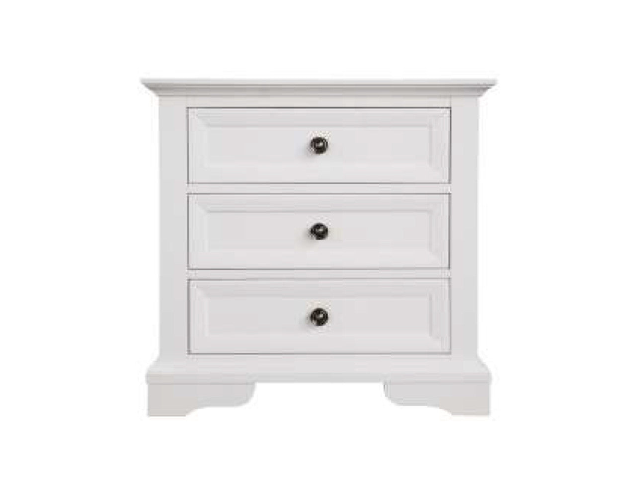 Austin 3 Drawer Bedside Table - 705(H) X 710(W) - White