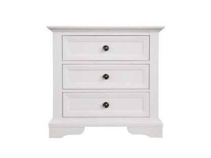 AUSTIN 3 DRAWER BEDSIDE TABLE - 705(H) x 710(W) - WHITE