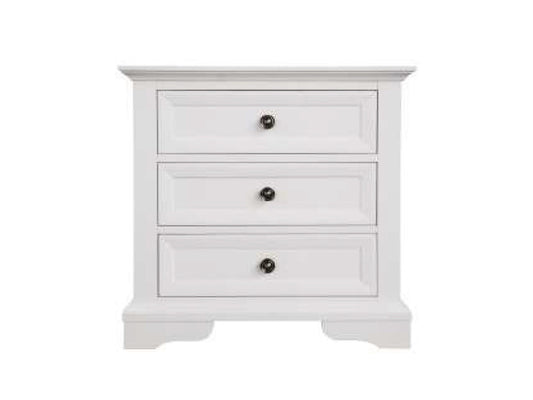 Austin 3 Drawer Bedside Table - 705(H) X 710(W) - White