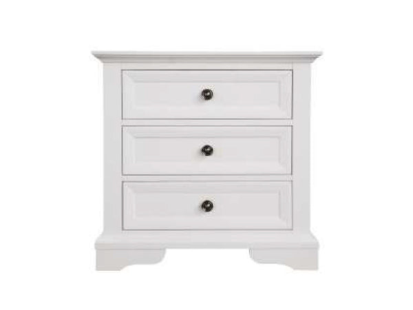 AUSTIN 3 DRAWER BEDSIDE TABLE - 705(H) x 710(W) - WHITE