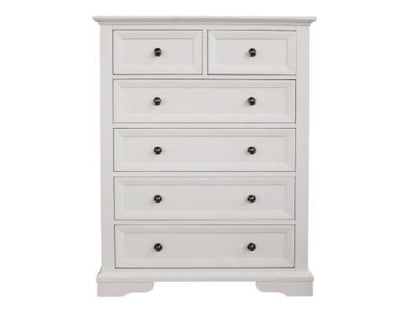 AUSTIN 6 DRAWER SPLIT TOP TALLBOY - 1255(H) x 970(W) - WHITE