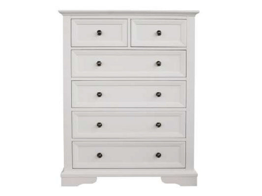 Austin 6 Drawer Split Top Tallboy - 1255(H) X 970(W) - White
