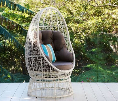 SAMANTHA SWIVEL WICKER POD CHAIR - WHITE