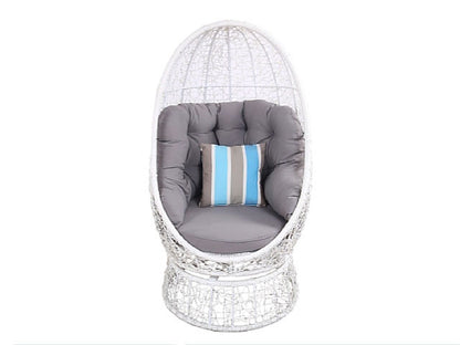 SAMANTHA SWIVEL WICKER POD CHAIR - WHITE