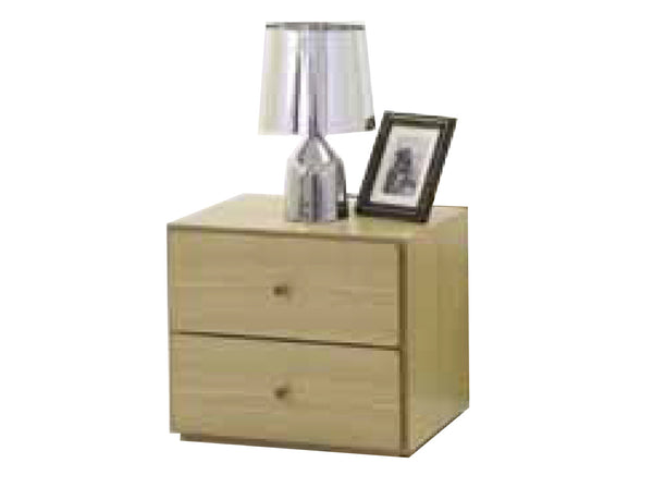 DEMOPOLIS 2 DRAWERS BEDSIDE TABLE - NATURAL & WARWICK ORANGE/YELLOW