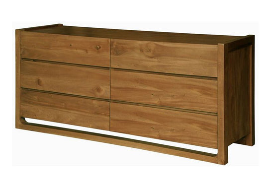 SCANDINAVIAN  6 DRAWERS DRESSER  ( SB 006 OSL )   - 850(H) X 1600(W) - CARAMEL OR ANITQUE WASHED