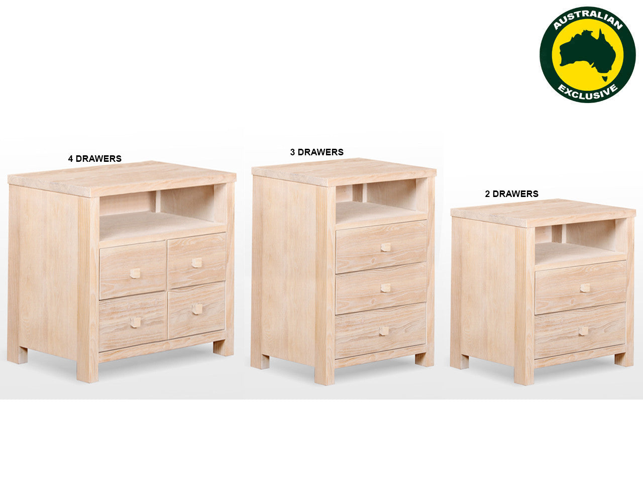 Seaside (AUSSIE MADE) Bedside Table Collection - Assorted Stained Colours