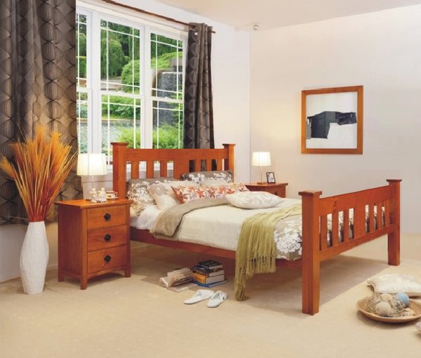 DOUBLE MADALINE (AUSSIE MADE) STRAIGHT FEDERATION BED ONLY - ASSORTED STAINED COLOURS