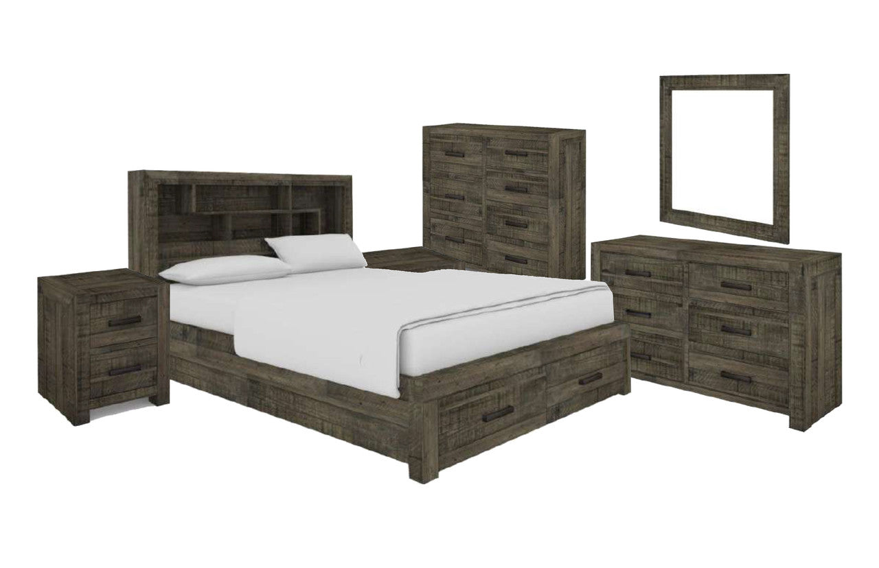 MUNICH QUEEN 6 PIECE (THE LOT) BEDROOM SUITE WITH UNDER BED STORAGE - GREY STONE