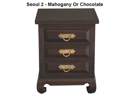 SEOUL/SHANGHAI 3 DRAWER BEDSIDE WITH RING HANDLE - ASSORTED COLOURS - STARTING FROM $299
