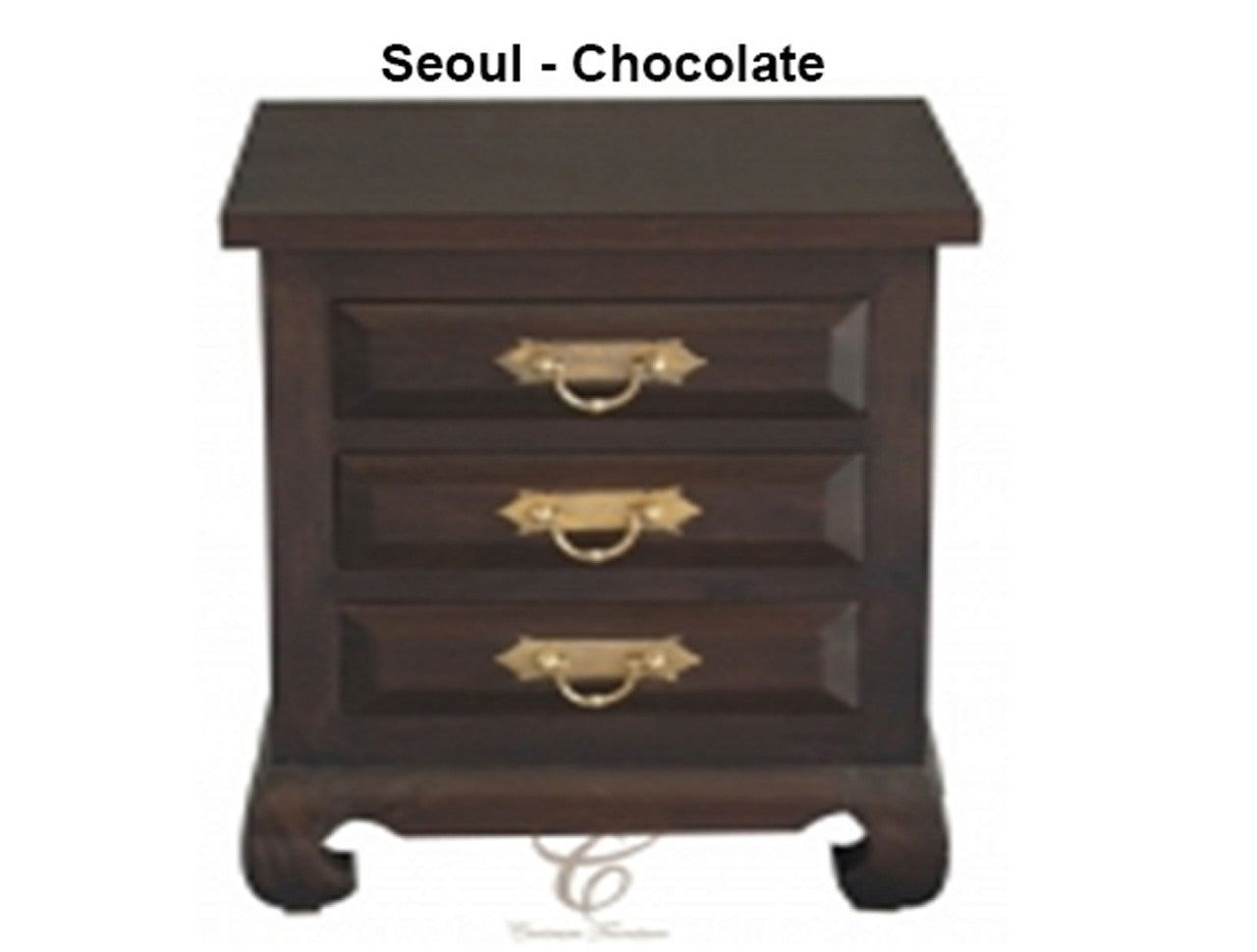SEOUL/SHANGHAI 3 DRAWER BEDSIDE WITH RING HANDLE - ASSORTED COLOURS - STARTING FROM $299