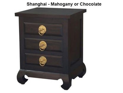 SEOUL/SHANGHAI 3 DRAWER BEDSIDE WITH RING HANDLE - ASSORTED COLOURS - STARTING FROM $299
