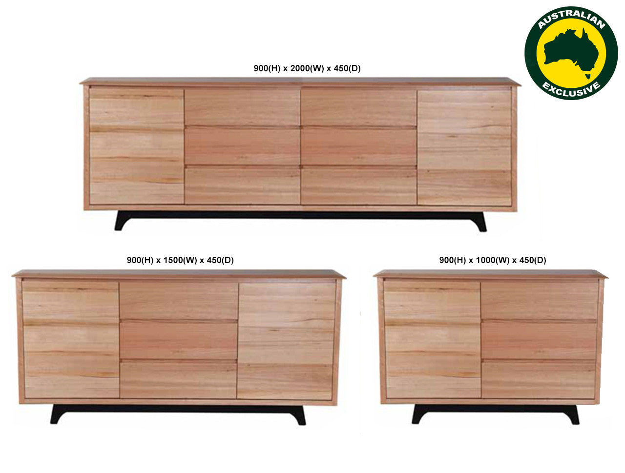 SHARPER (AUSSIE MADE) BUFFET COLLECTION - TASSIE OAK COMBINATION - ASSORTED STAINED COLOURS - STARTING FROM $1699