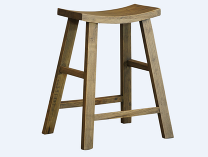 SHINTO BREAKFAST STOOL - 650(H) x 460(W) - RUSTIC ELM OR WHITE / ELM