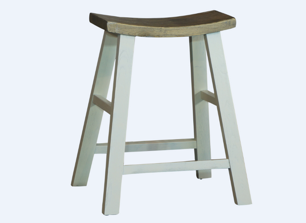 SHINTO BREAKFAST STOOL - 650(H) x 460(W) - RUSTIC ELM OR WHITE / ELM