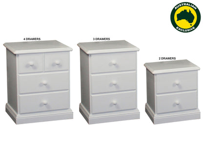 SIERRA (AUSSIE MADE) BEDSIDE TABLE COLLECTION - ASSORTED PAINTED COLOURS - STARTING FROM $399