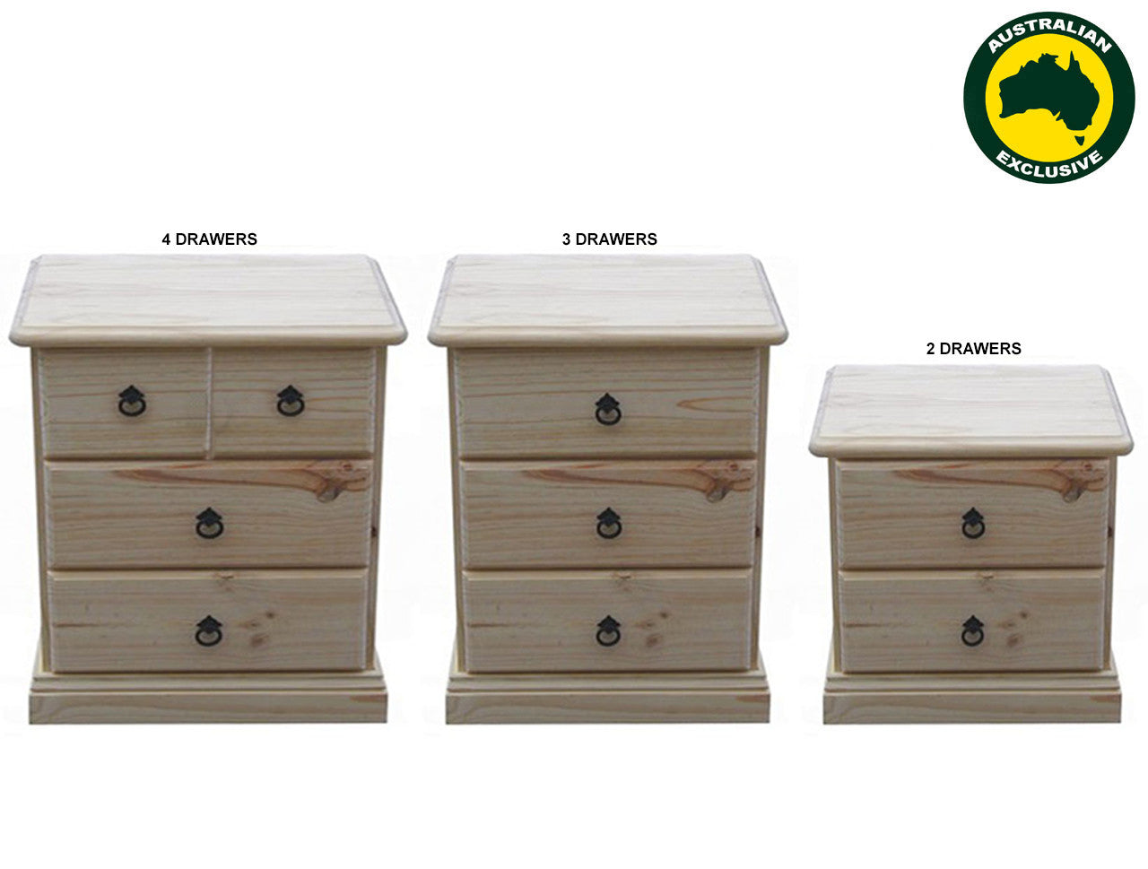 Sierra (AUSSIE MADE) Bedside Table Collection - Assorted Stained Colours