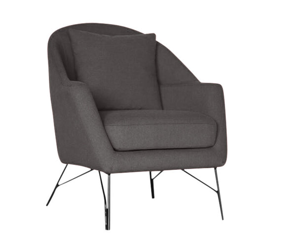 SIMBA ACCENT FABRIC CHAIR WITH METAL LEG -  DARK GREY