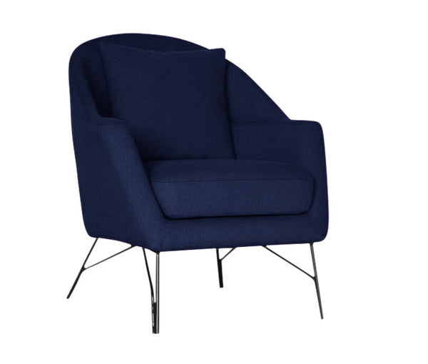 SIMBA ACCENT FABRIC CHAIR WITH METAL LEG -  NAVY