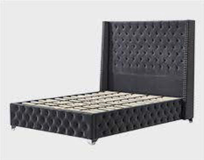 KING SINGLE SCHUYLKILL LEATHERETTE / LINEN / VELVET WINGED BED  - ASSORTED COLOURS