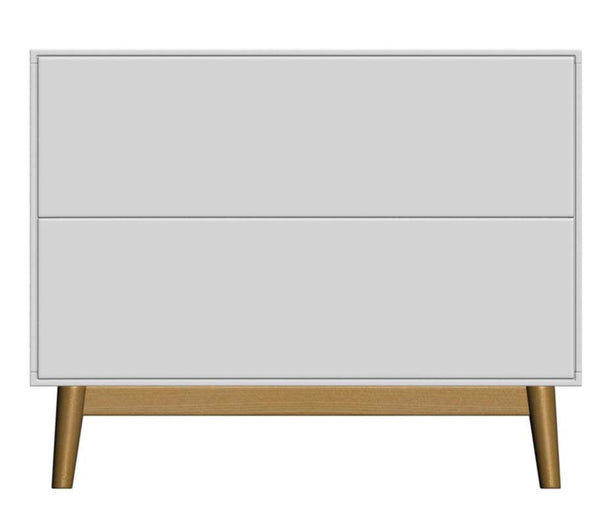 SNOW BEDSIDE WITH 2 DRAWERS - WHITE / NATURAL