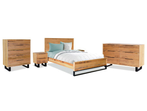 SYMTHESDALE QUEEN 5 PIECE (DRESSER) BEDROOM SUITE - TASSIE OAK - ROUGH SAWN